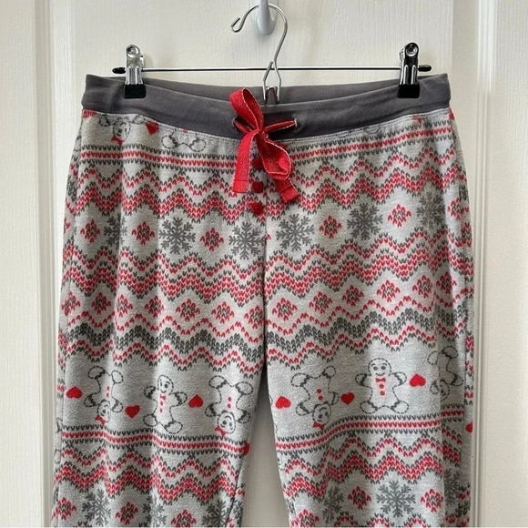 La Vie en Rose Pajama Set 2PC PJ Pants Long Sleeve PJ Top Grey Red Small - Picture 9 of 15